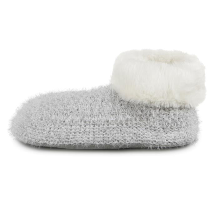 totes toasties® Ladies Knitted Textured Booties Grey Extra Image 4